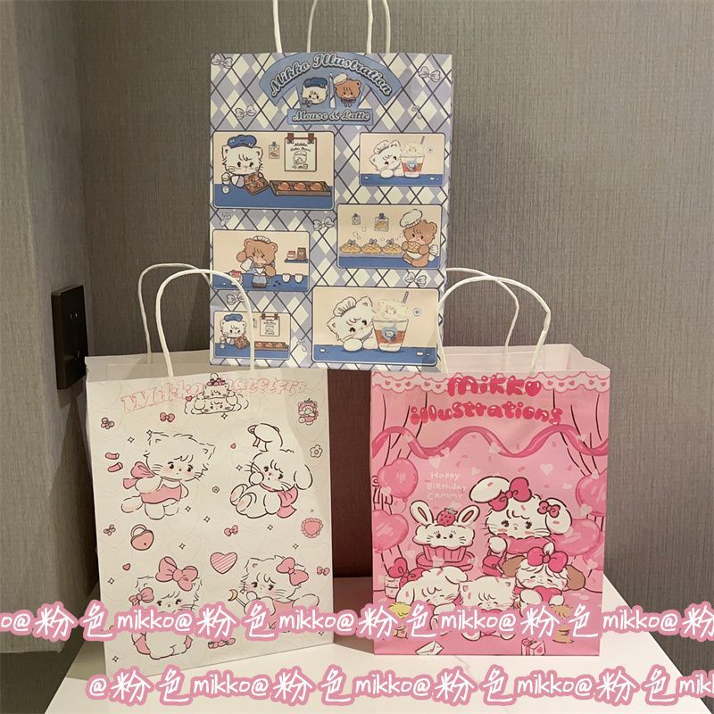 Túi Giấy Đựng Quà Sinh Nhật In Hình Mèo Dễ Thương Cho Bé Gái