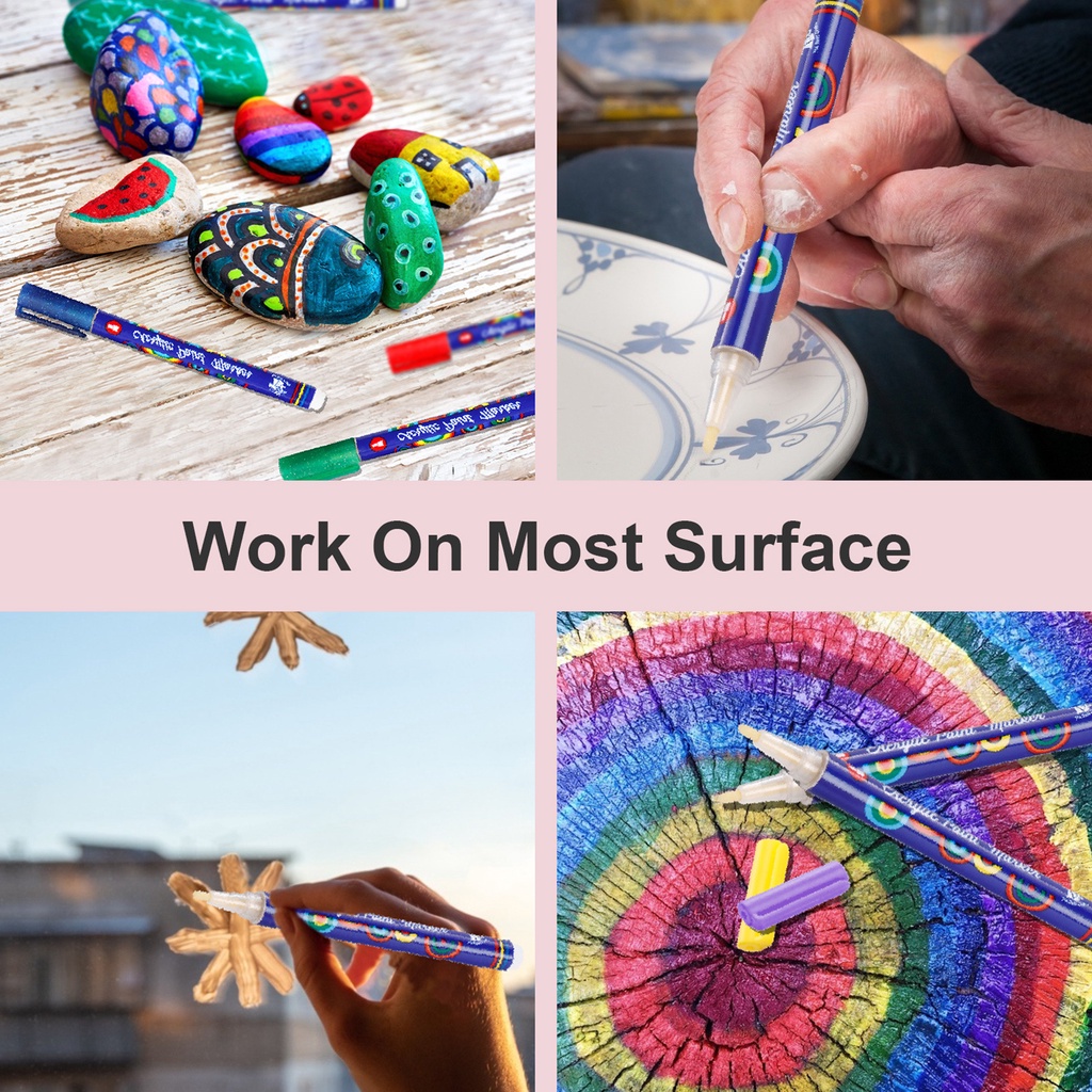 1 Bộ Bút Lông Vẽ Tranh Acrylic Nhanh Khô Chống Thấm Nước Dành Cho Trẻ Em