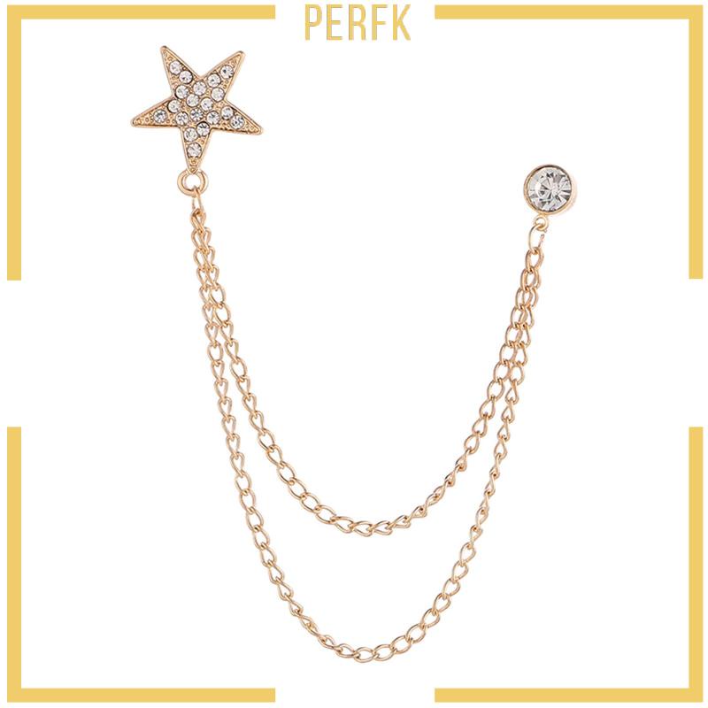 Trâm Cài Áo Ngôi Sao Năm Cánh Phối Dây Xích Tua Rua Thời Trang Cho Nam