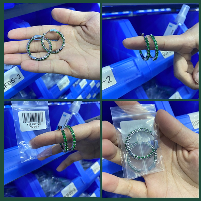 Khuyên tai BAMOER kiểu kẹp đính đá 5 màu thời trang sang trọng cho nữ