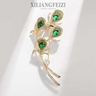  Trâm Cài Lông Con Công Đính Đá Zircon Ghim Phụ Kiện Quần Áo Cổ Điển Quà Tặng Cao Cấp Cho Nữ 