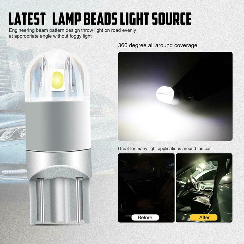 Set 10 Bóng Đèn led 6000k canbus t10 168 194 w5w Ánh Sáng Trắng Dành Cho Ô Tô