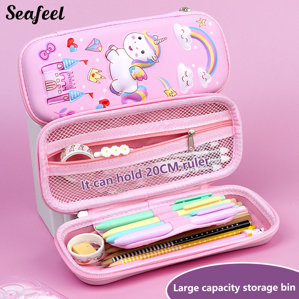 Túi Đựng Bút Dạng Lưới In Họa Tiết Hoạt Hình Kitty Dễ Thương