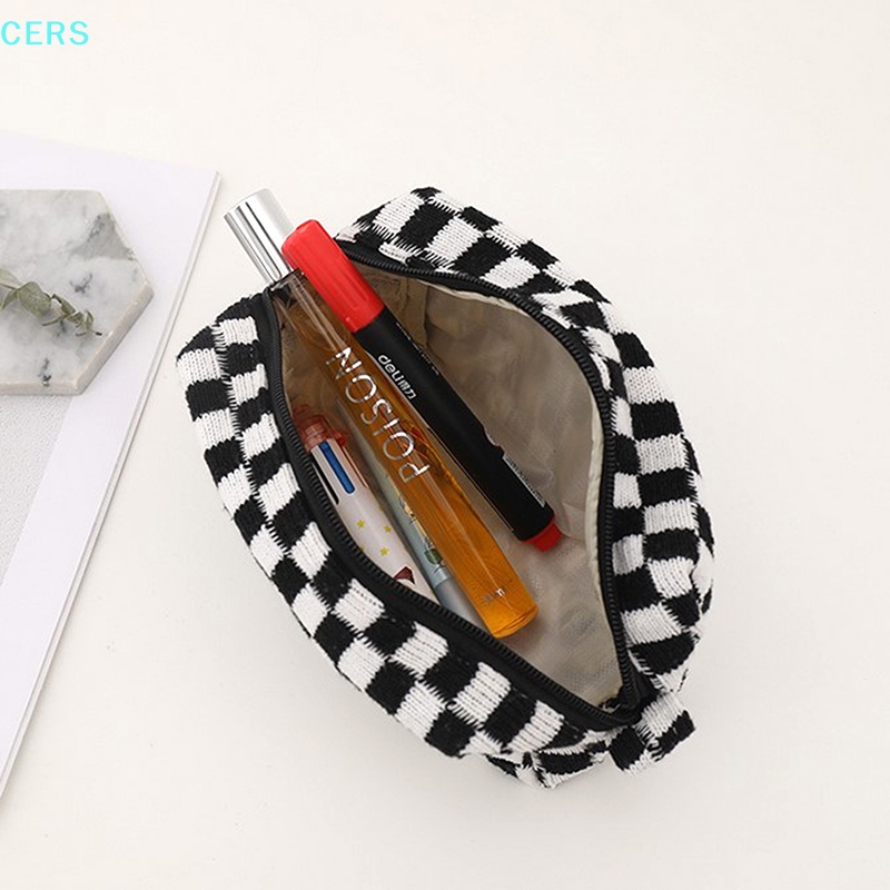 Ce Ins Túi Đựng Bút Dệt Kim Sức Chứa Lớn Có Khóa Kéo RS