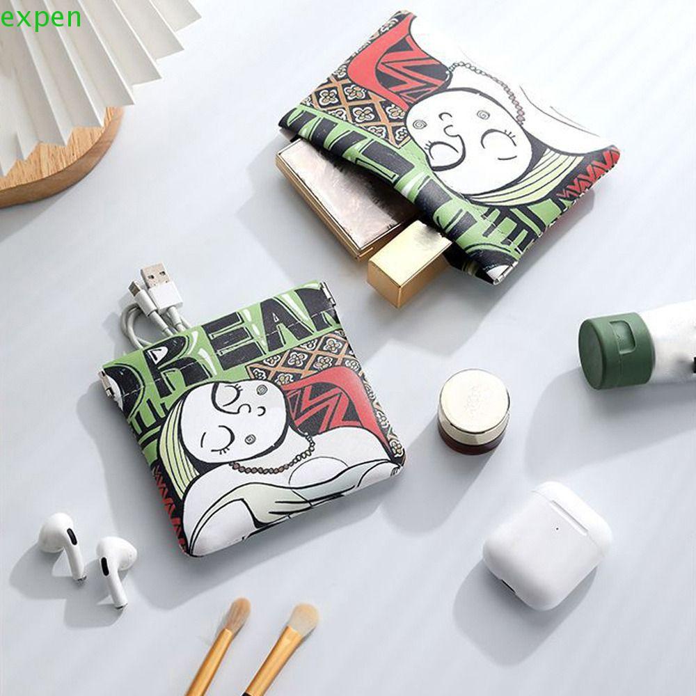 Ví Da PU Đựng Tiền Xu / Son Môi In Họa Tiết Hoạt Hình Dễ Thương Cho Bạn Gái