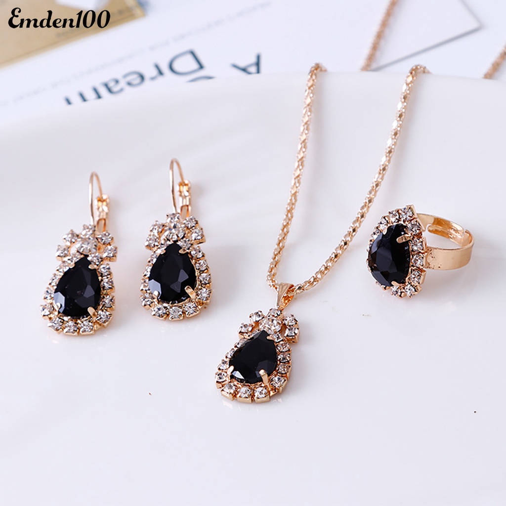 Bộ Trang Sức Đính Đá Hình Giọt Nước Thời Trang Dành Cho Nữ