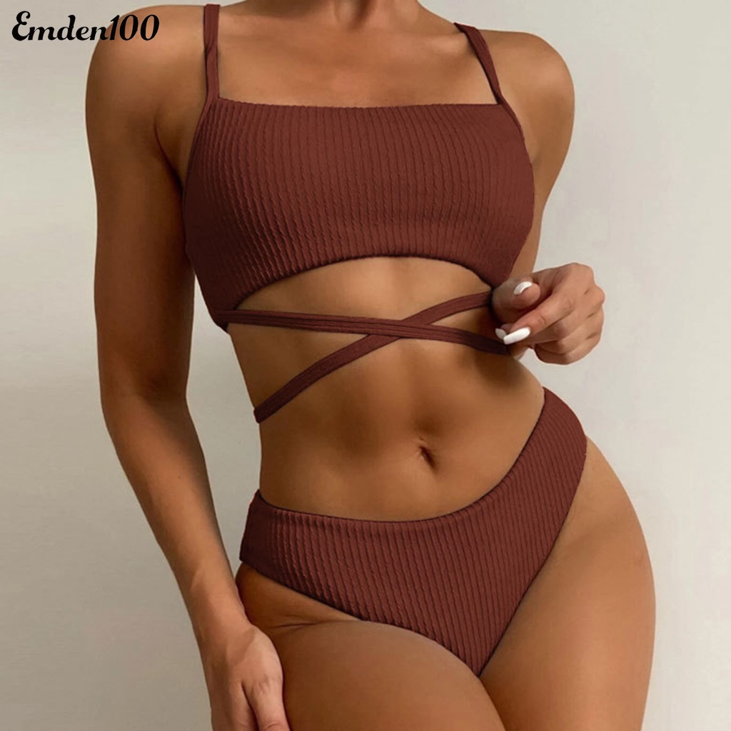 Bộ Bikini Hai Dây Màu Sắc Thời Trang Gợi Cảm Cho Nữ