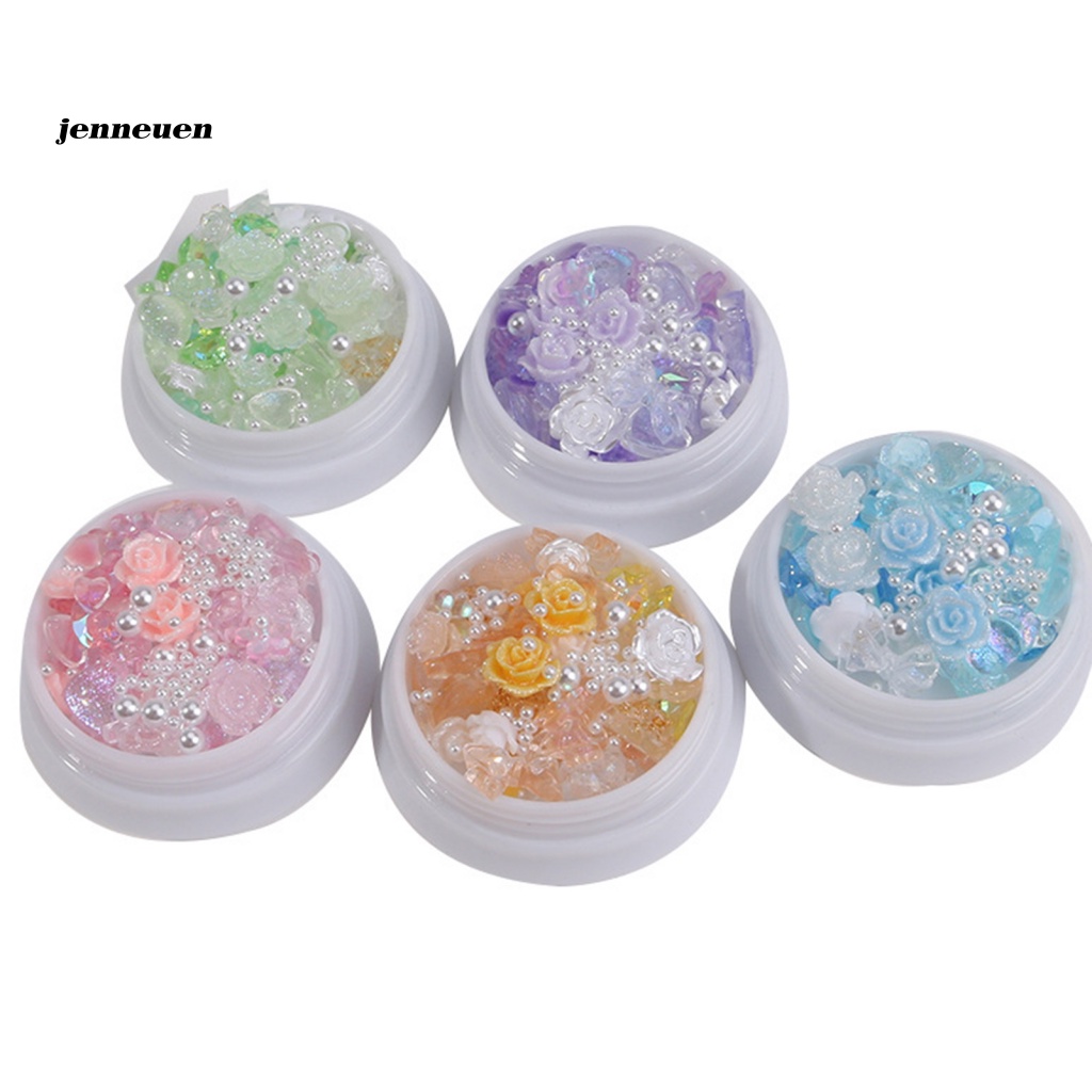 1 Hộp Phụ Kiện Trang Trí Móng Tay Chống Rơi Hình Gấu Hoa Hồng Trái Tim Xinh Xắn Cho Bạn Gái