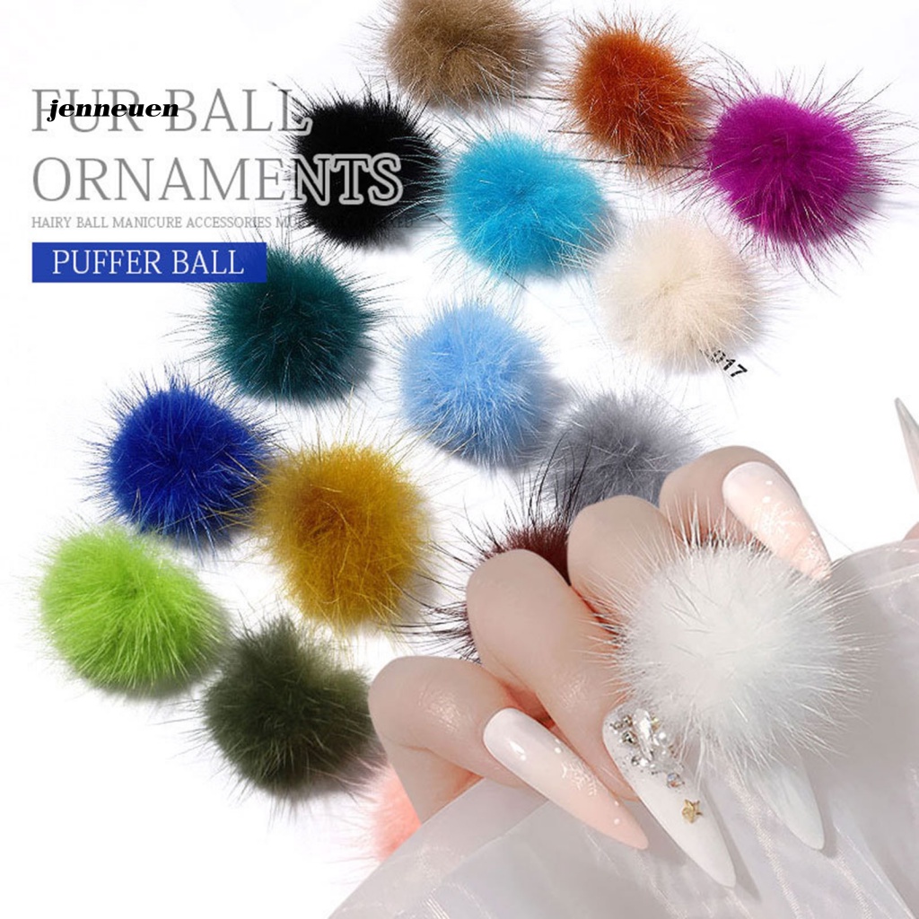 Set 10 / 24 Quả Cầu Lông Xù Nam Châm Đa Năng Trang Trí Móng Tay 3D DIY