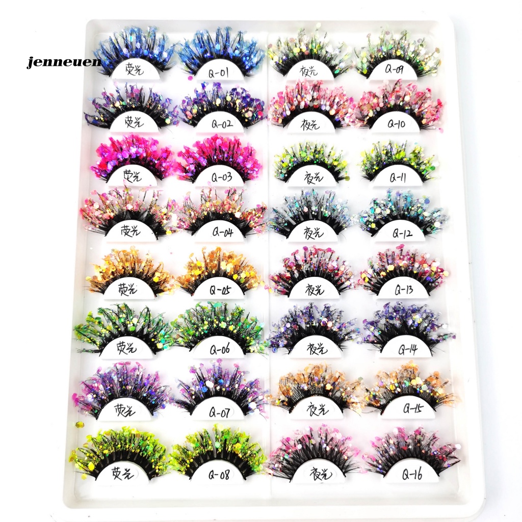 1 Cặp Lông Mi Giả 2 Kiểu Đính Kim Sa 3D Phát Sáng Dành Cho Nữ