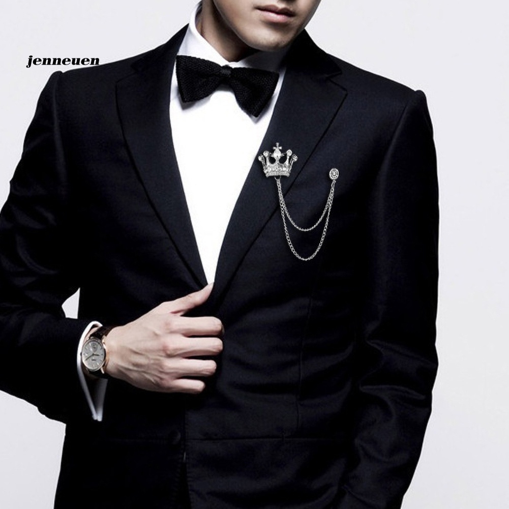 Trâm Cài Áo Hình Vương Miện Phối Dây Xích Tua Rua Phong Cách Cổ Điển Thời Trang Cho Nam Và Nữ