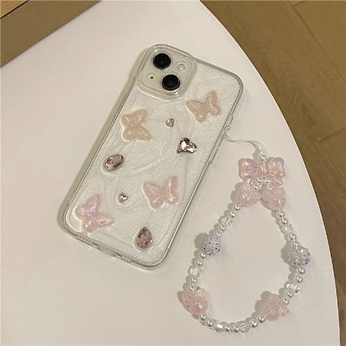 Ốp Điện Thoại Mềm Chống Rơi Hình Bướm Hồng Vân Kim Cương Cho Iphone 14promax 13 13promax 12 11 7 / 8Plus Xsmax