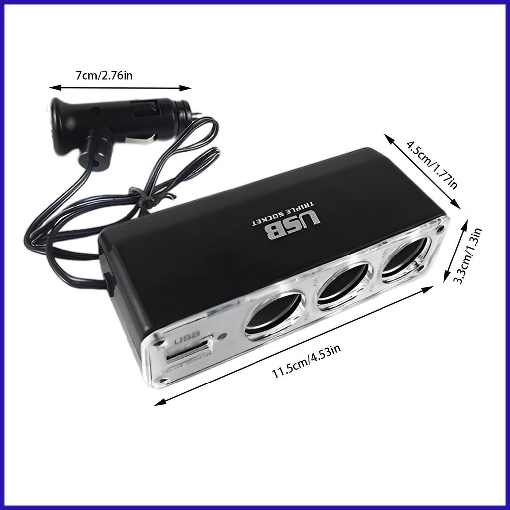 Bộ Sạc Nhanh USB 12V 1 Cho 3 Cầu Chì Tích Hợp Mạch Bảo Vệ