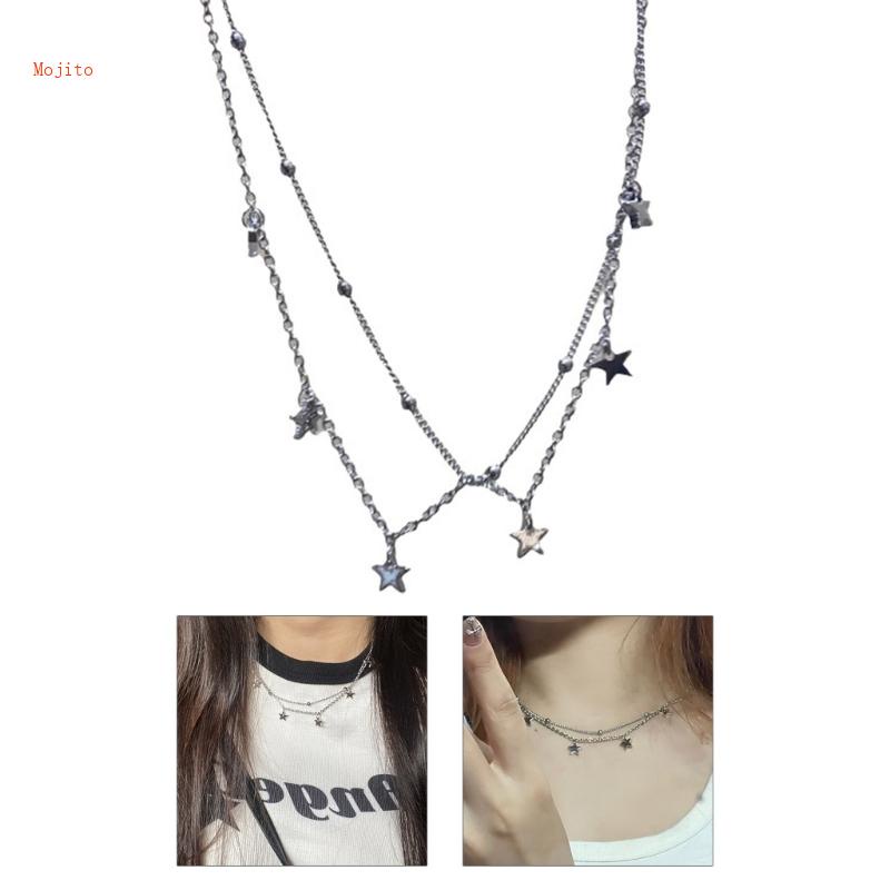 Vòng Cổ Choker Hai Lớp Mặt Hình Ngôi Sao Năm Cánh Thời Trang Cho Nữ Mojito Y2K