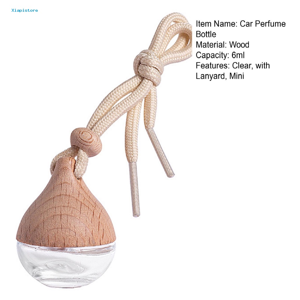 Chai Thủy Tinh Rỗng Trong Suốt Hình Giọt Nước Hoa 6ml Kèm Dây Đeo Cho Xe Hơi