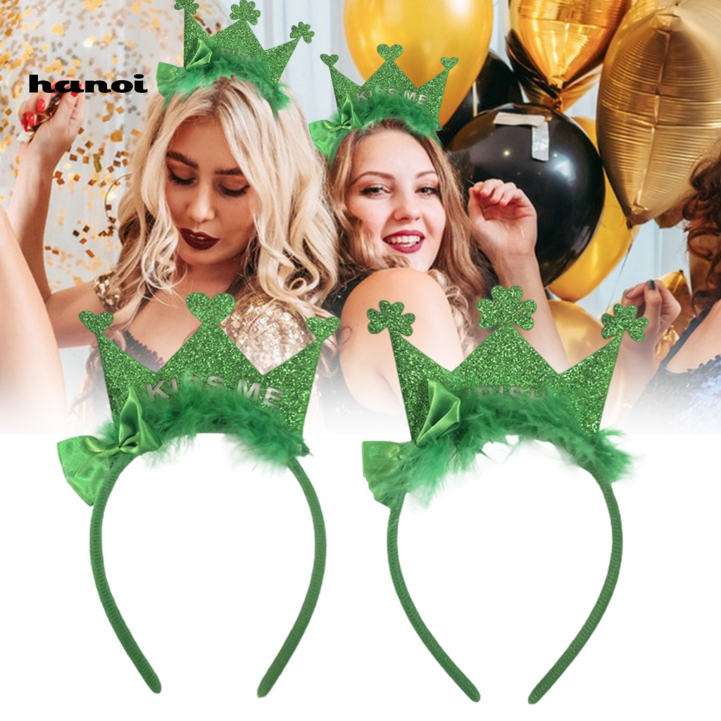 Băng Đô Hình Vương Miện Đính Kim Sa Lấp Lánh Màu Xanh Lá Dùng Hóa Trang