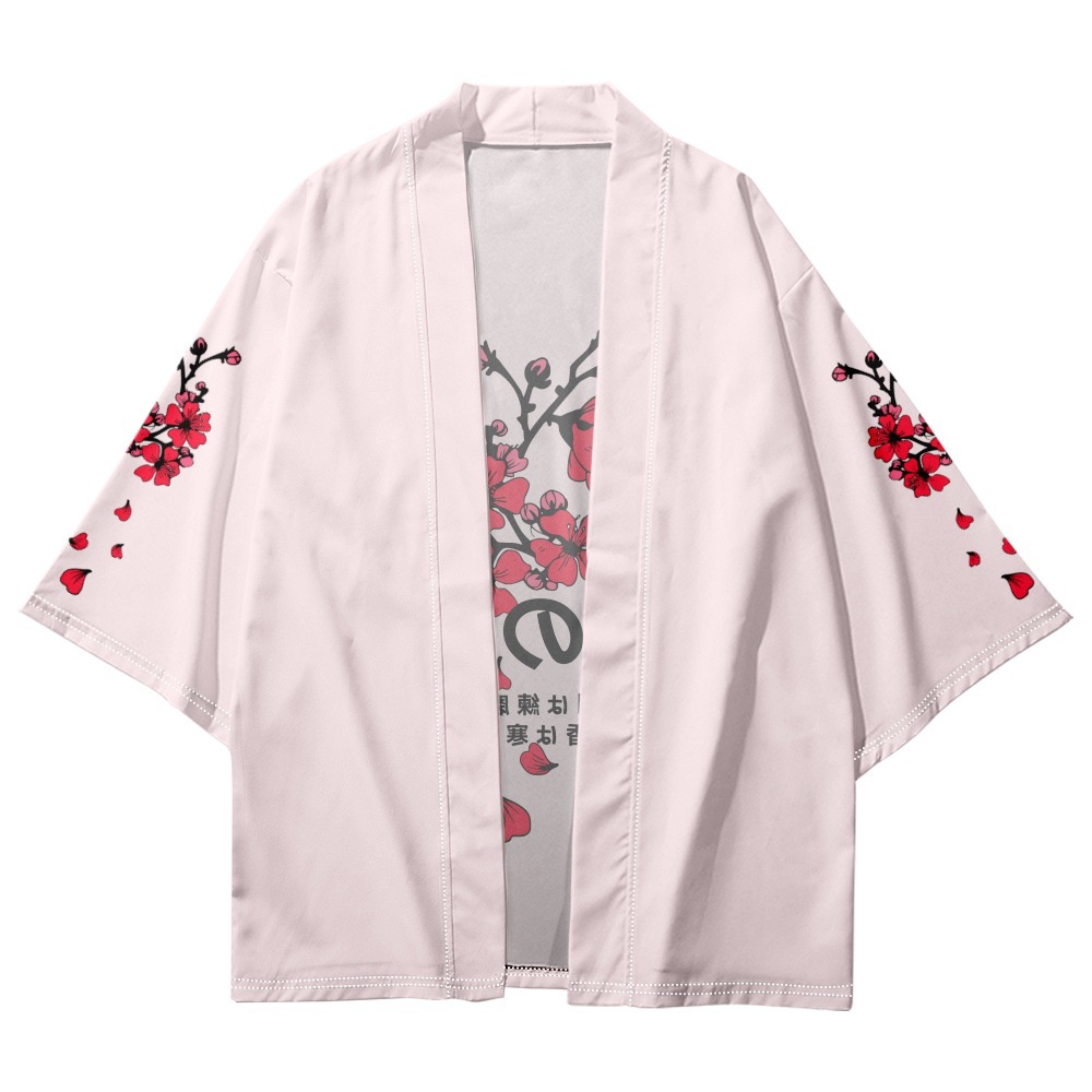 Áo Khoác Kimono In Họa Tiết Hoa Mận Phong Cách Nhật Bản Thời Trang Đi Biển Cho Nam Và Nữ