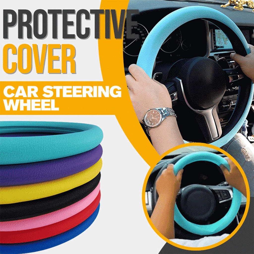 Vỏ Bọc Vô Lăng Xe Hơi Bằng Silicone Lụa Lạnh Siêu Mỏng Chống Trượt 38CM