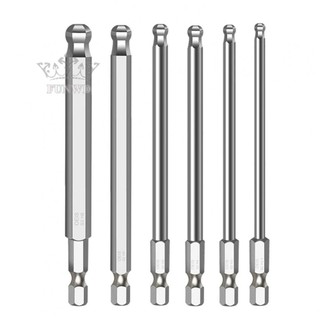 6pcs Ball End Hex Screwdriver Bits Metric Hex Bit 100mm Long Magnetic Driver Bit