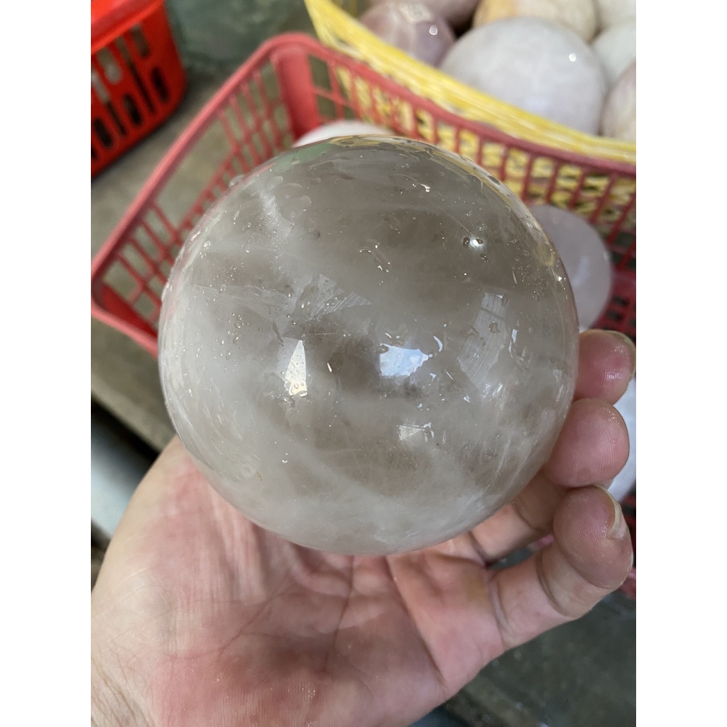 Bi cầu thạch anh trắng và đen dùng làm trang trí nhà cửa công ty bàn làm việc phòng ngủ