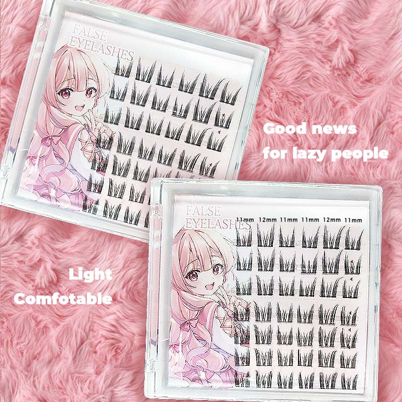 Bộ 42 cụm lông mi giả Derf dày dài cong tự nhiên 3D DIY