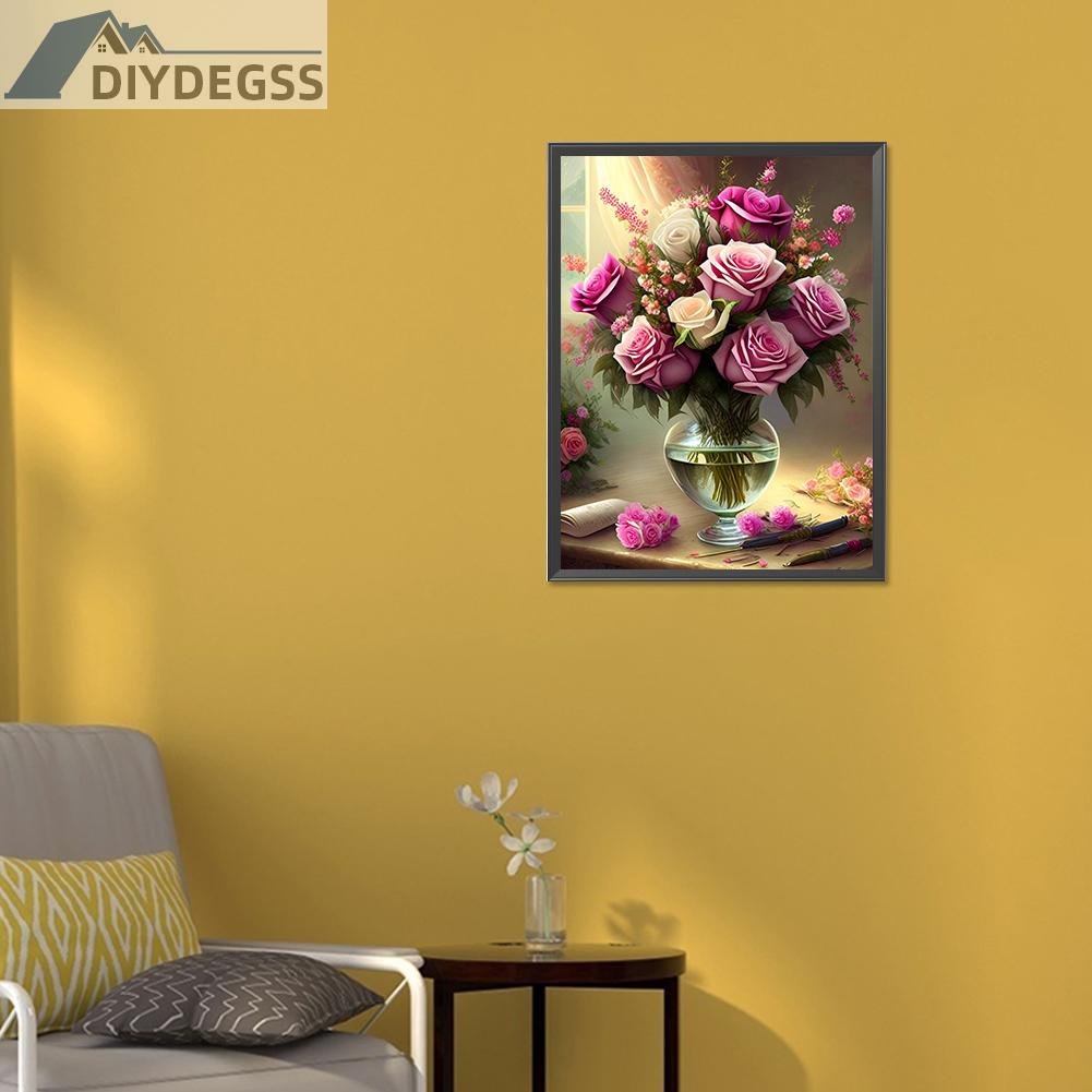 Tranh Đính Đá Kim Cương Toàn Bộ 5D DIY Hình Vẽ Hoa Hồng
