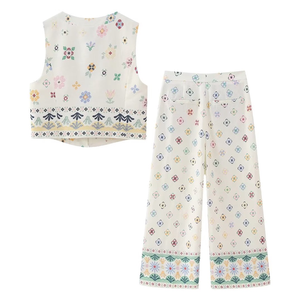 Áo vest + Quần In Họa Tiết qunz Pha Trộn 6010