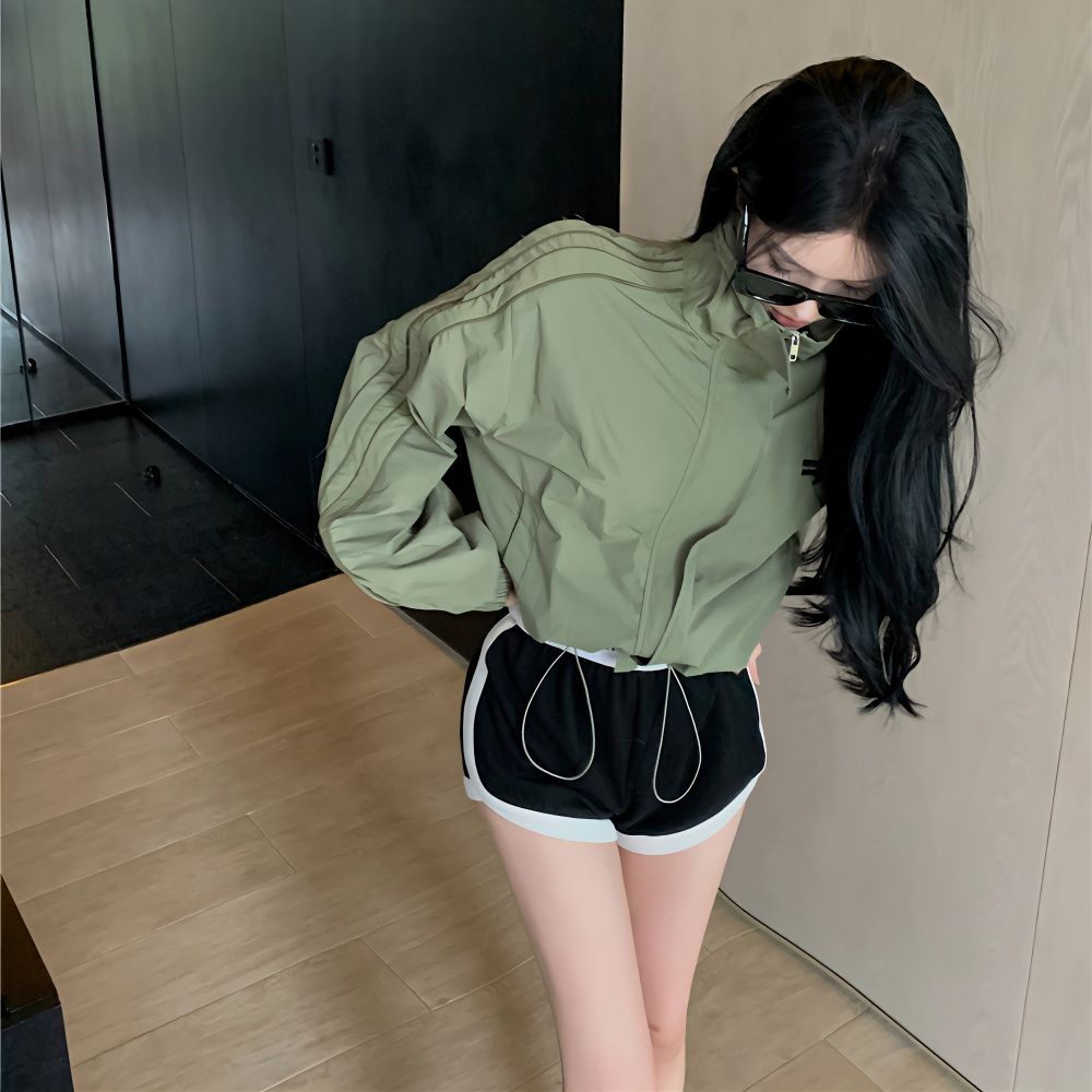 Áo khoác bóng chày màu xanh lá cây murioki dành cho nữ 2023 phong cách amrican áo khoác ngắn mới về