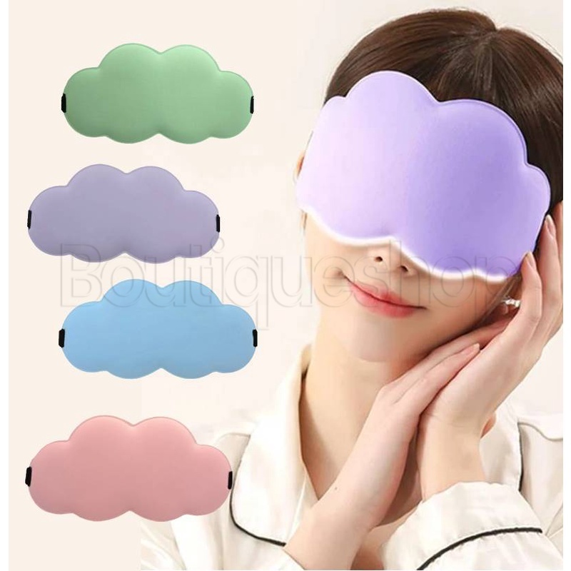 Miếng Bịt Mắt Ngủ Bằng Lụa Lạnh Thoáng Khí Bảo Vệ Mắt Hình Đám Mây 3D
