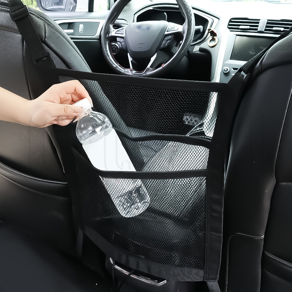 Túi Lưới Đựng Đồ Co Giãn Màu Đen Gắn Lưng Ghế Xe Hơi Tiện Dụng