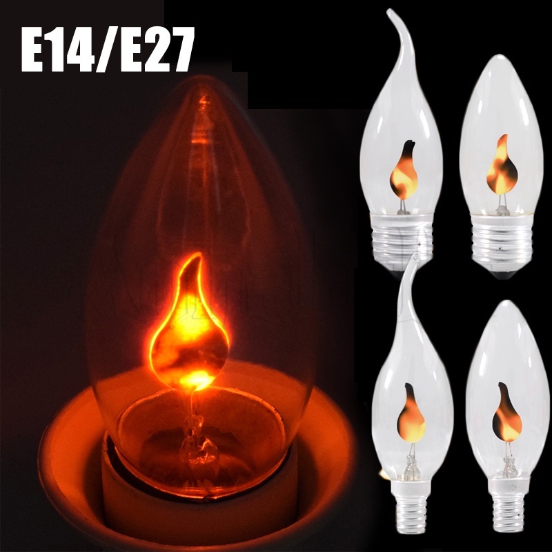 Bóng Đèn Led E27 E14 220 230 240V Hiệu Ứng Lửa Đỏ Cam Phong Cách Cổ Điển