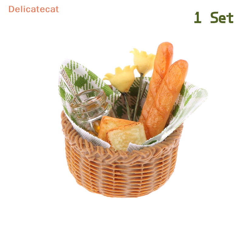 1 Bộ Giỏ Đựng Bánh Mì Bằng Vải 1: 12 Độc Đáo Trang Trí Nhà Búp Bê