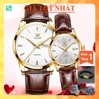 [HÀNG AUTH]Đồng hồ đôi Olevs Nhật Bản,chống vô nước,dây da cao cấp,dạ quang,thạch anh,mặt tròn,BH 12t