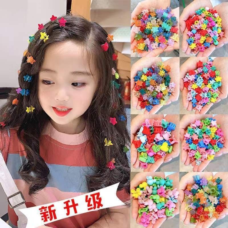 Set 100 Kẹp Tóc Hình Hoa / Ngôi Sao / Hoạt Hình Màu Kẹo Phong Cách Hàn Quốc Cho Bé Gái