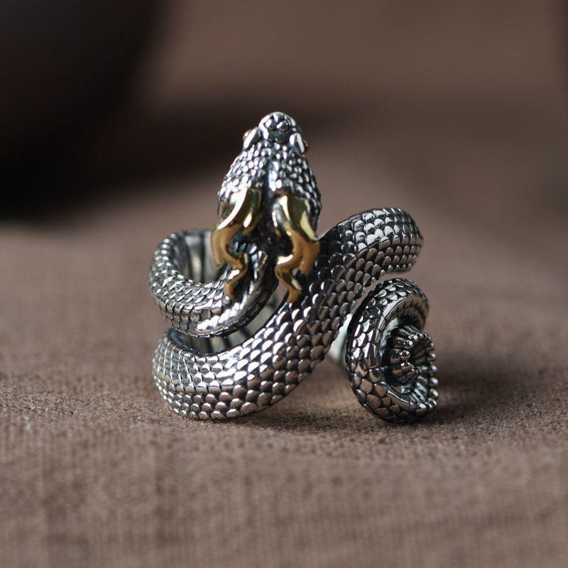 Nhẫn Hở Bằng Hợp Kim Python Cổ Điển Cá Tính Có Thể Điều Chỉnh Cho Nam
