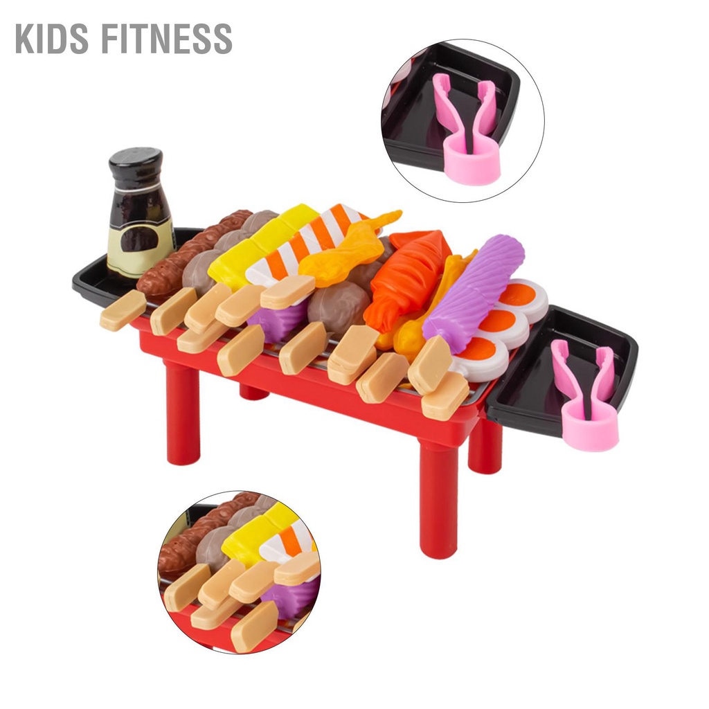 Kids Fitness 28 Chiếc Trẻ Em Vỉ Nướng Playset Khay Kẹp Thực Phẩm Mô Phỏng Nhà Bếp Vai Trò Chơi Đồ