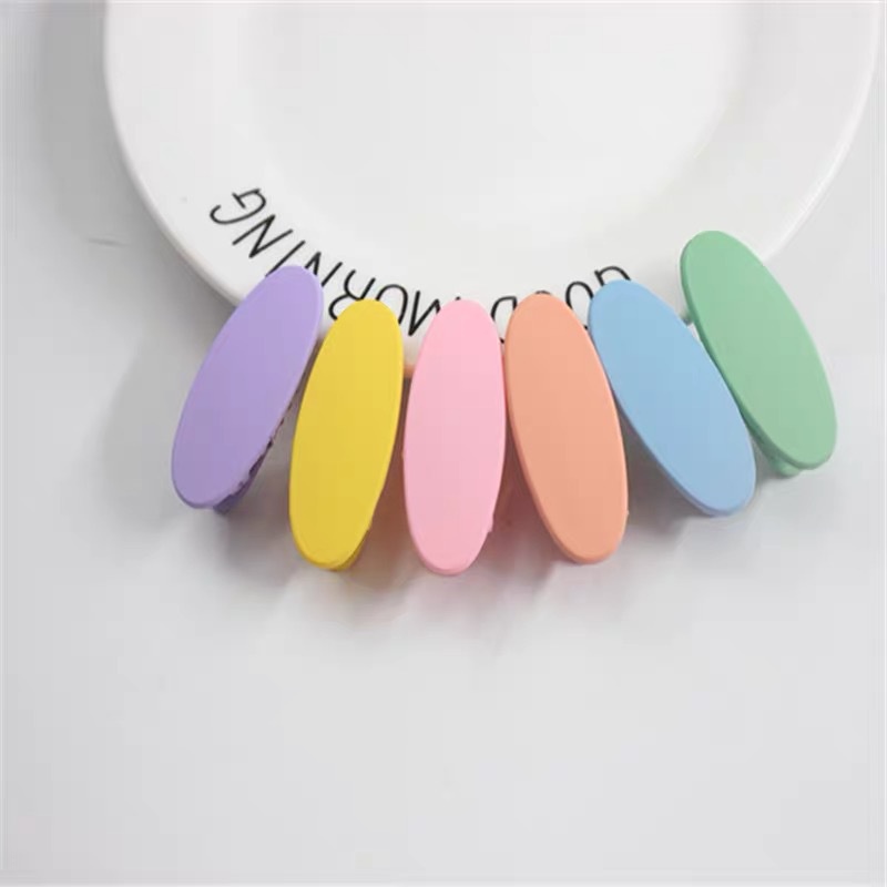 Kẹp tóc hình bầu dục mờ kết cấu tóc mái kẹp mũ trẻ em kẹo màu kẹp bên hông kẹp tóc mái