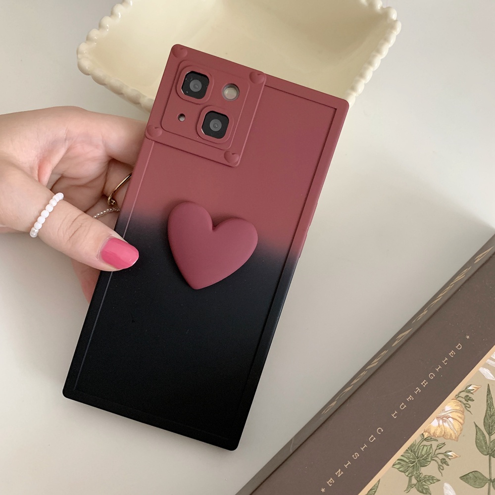 Ốp Điện Thoại Họa Tiết Trái Tim 3D Màu Gradient Cho iPhone 14 Pro Max 14Pro 14 13 Pro Max 12 Pro Max 11