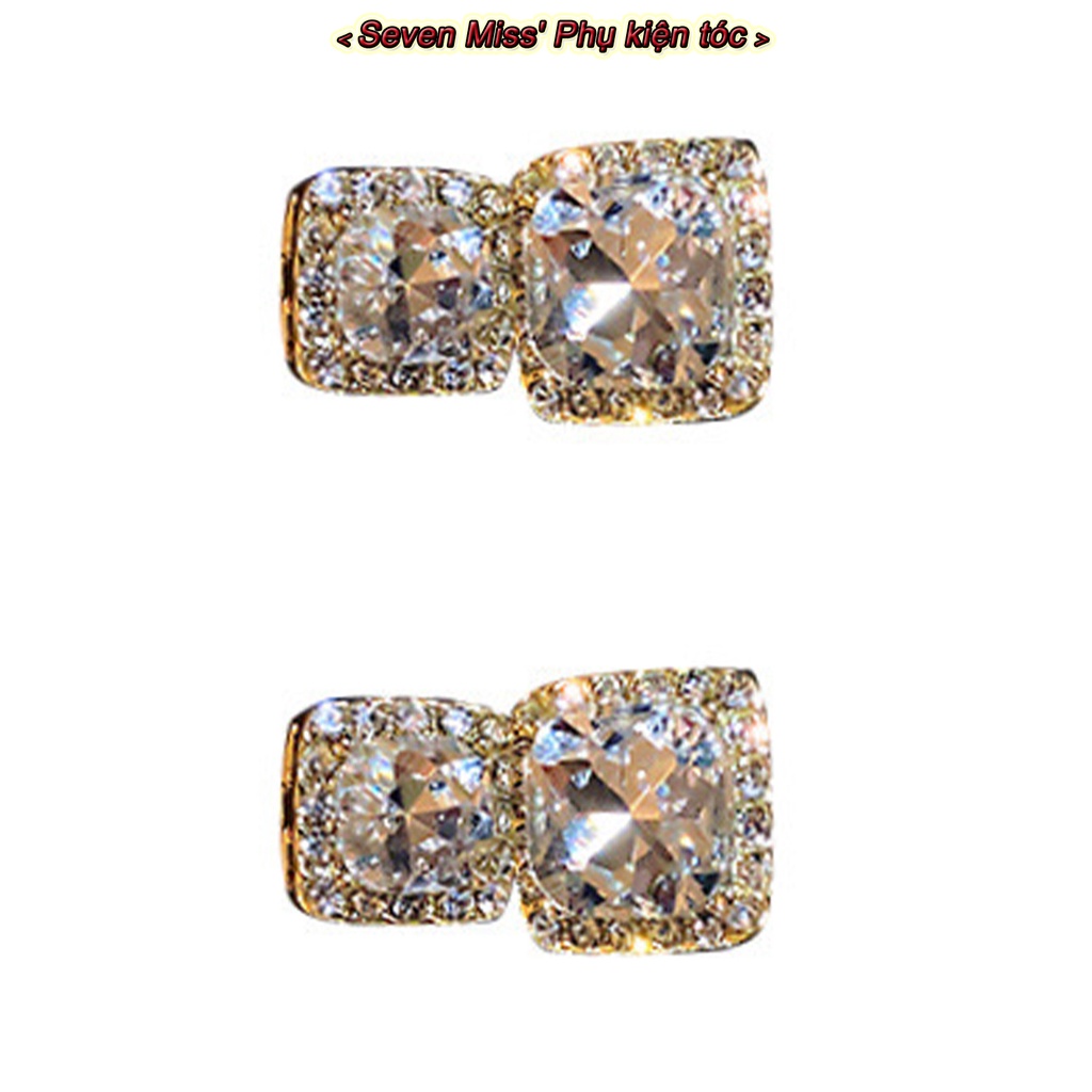Bông Tai Dáng Dài Hình Vuông Đính Đá Zircon Thời Trang Cho Nữ