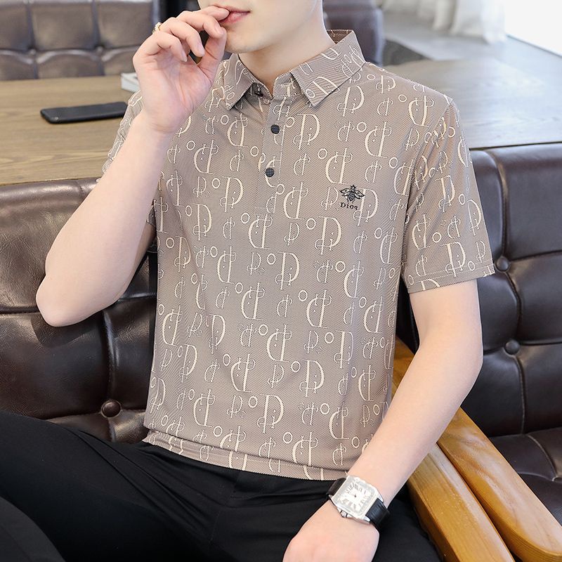 Áo Thun Polo Mỏng Cỡ Lớn In Họa Tiết Thời Trang Mùa Hè Mới Cho Nam Trung Niên Và Bố