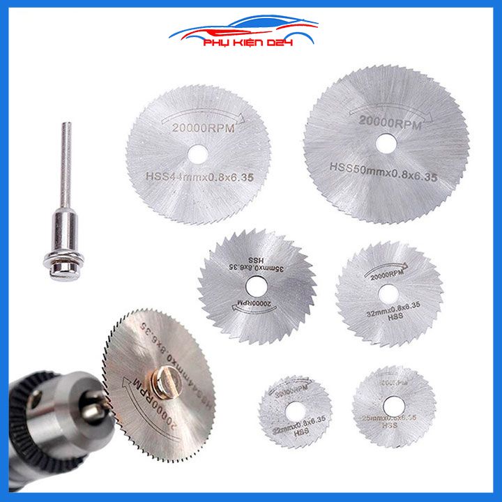 Lưỡi cắt răng cưa đa năng HSS kèm trục cắt 3.2mm đường kính 22mm/35mm/44mm/50mm chất lượng cao