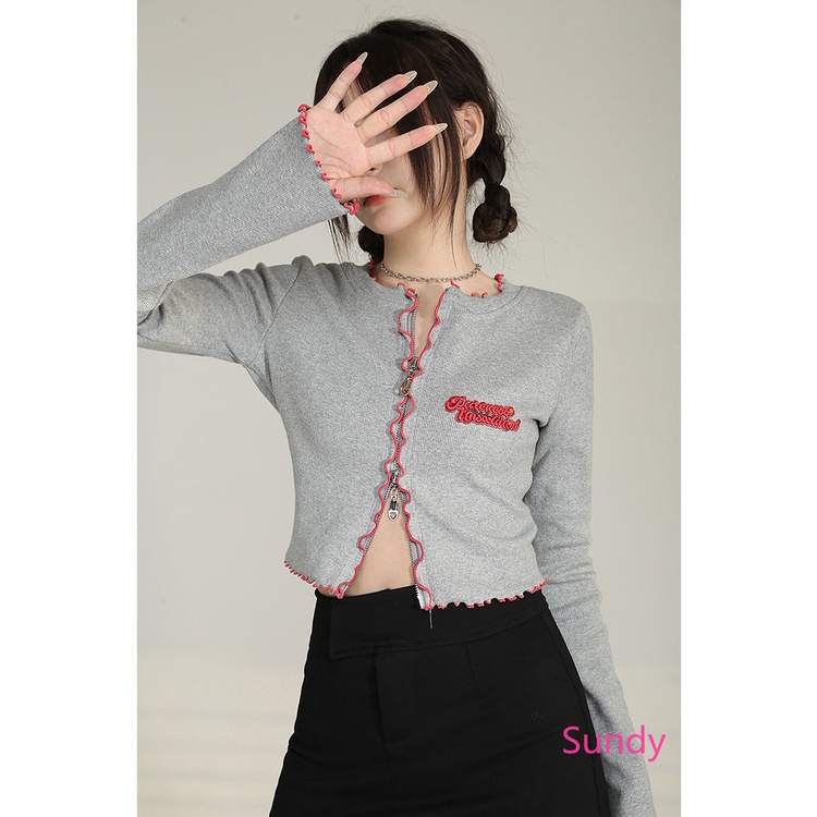 Áo Khoác Cardigan Dệt Kim Tay Dài Phong Cách Hàn Quốc Cho Nữ