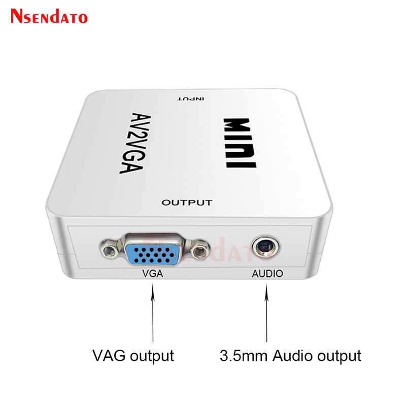 Bộ ChuyểN ĐổI Mini HD AV2VGA AV RCA CVBS Sang VGA 3.5mm Cho PC HDTV