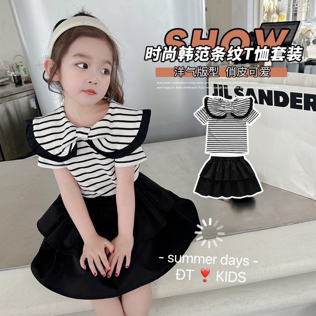VÁY CỔ BÈO CHÂN VÁY CHO BÉ GÁI XINH XẮN 10-25KG(BEOS)