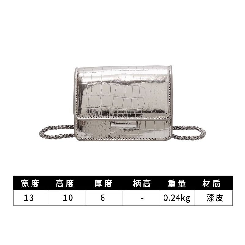 Túi Đeo Chéo mini Màu Bạc Phối Dây Xích Thời Trang Mùa Hè