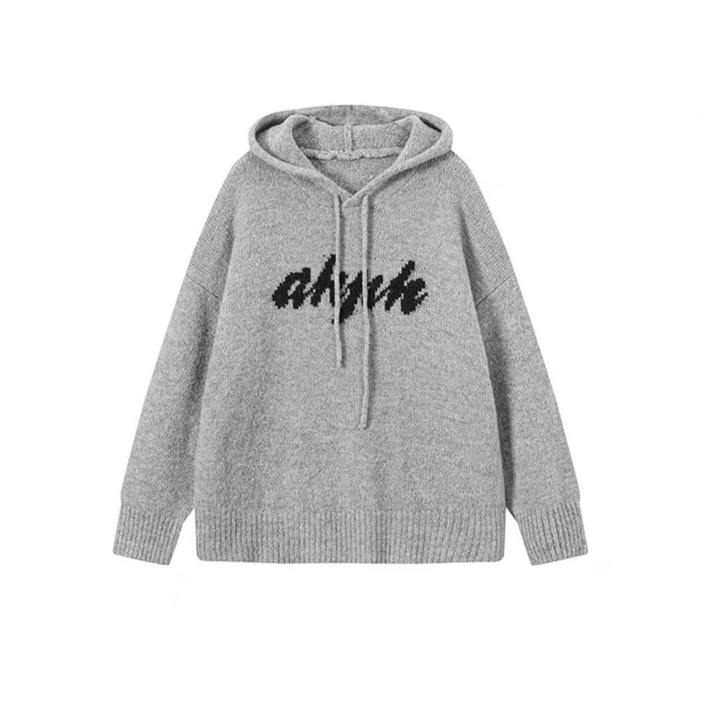 Áo Hoodie Dệt Kim Dáng Rộng Thời Trang Vintage Cho Nữ