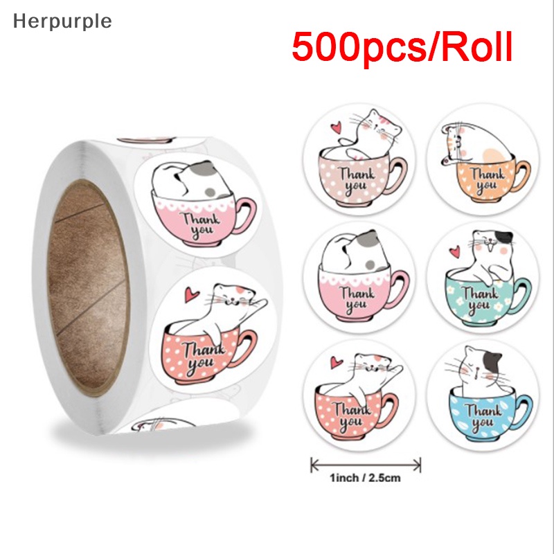 Bộ 500 Miếng Dán Tròn In Chữ thank you Dùng Trang Trí Quà Tặng vn