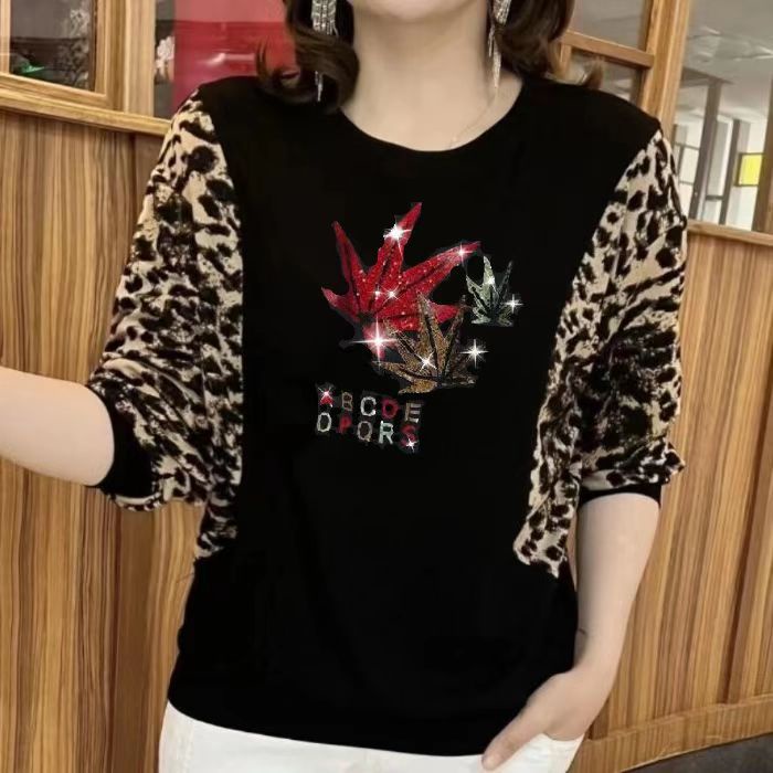 Áo Thun Tay Dài Cổ Tròn Thời Trang Mùa Thu Cho Phụ Nữ Trung Niên