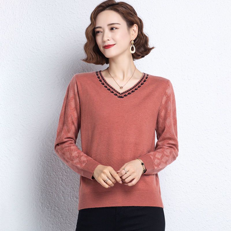 Áo Sweater Dệt Kim Tay Dài Cổ Chữ v Thời Trang Dành Cho Nữ