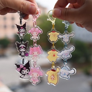 Sanrio Móc Khóa Dây Thừng 3 Sợi acrylic Hình kuromi melody cinnamon Đáng Yêu